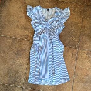 SHEIN Blue and White Striped Midi Dress